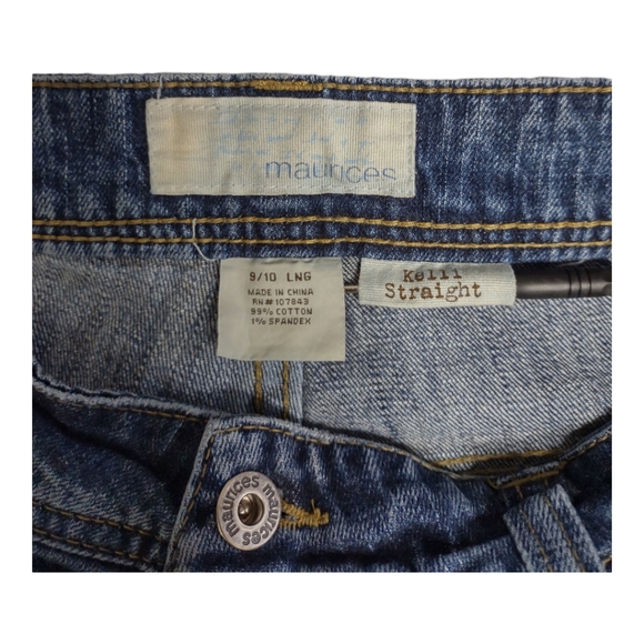 Maurices KELLI STRAIGHT Jeans Size 9/10 Long Stretch Denim Inseam 33 Dark Wash - Picture 3 of 12